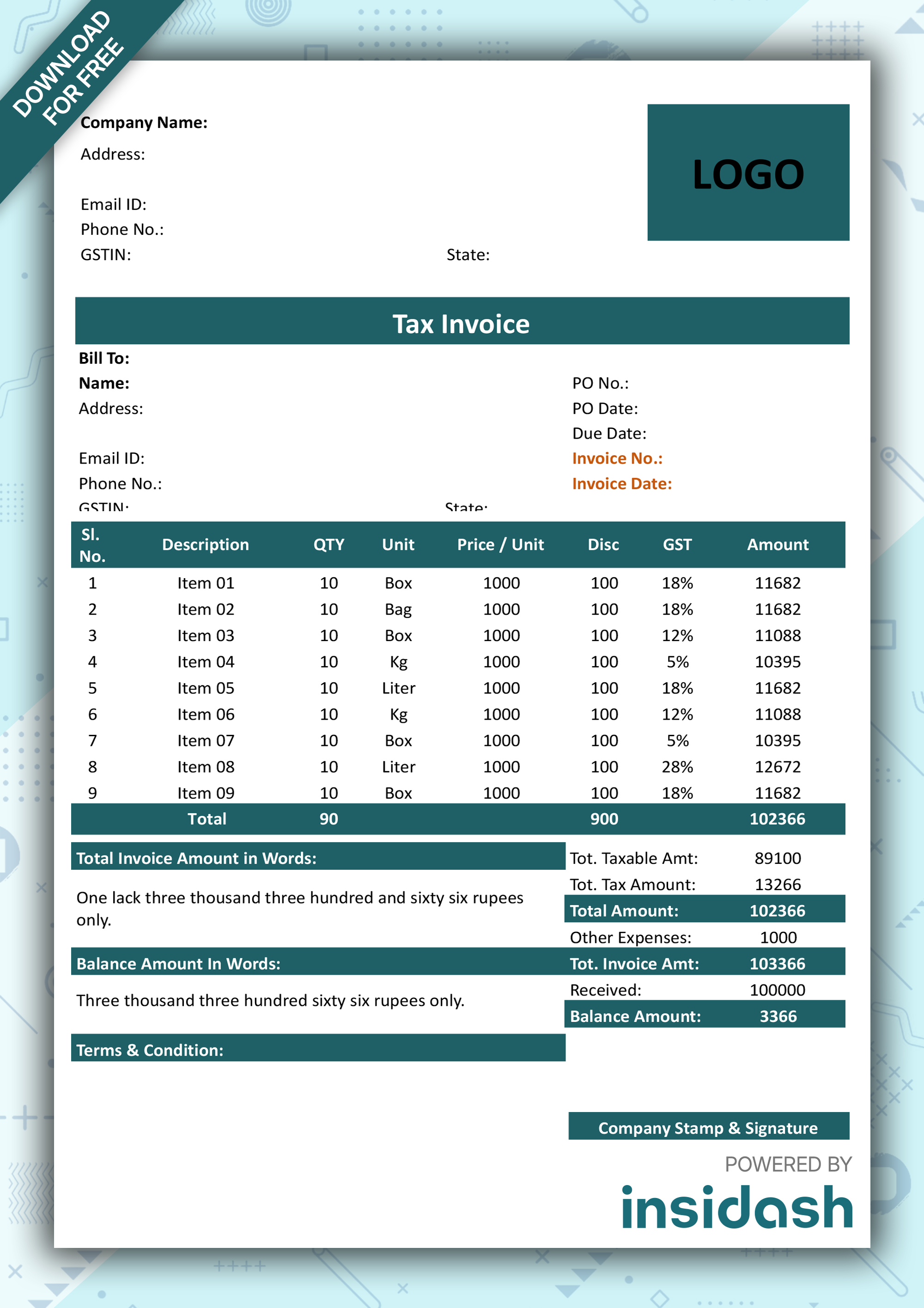 Purchase Invoice | insidash
