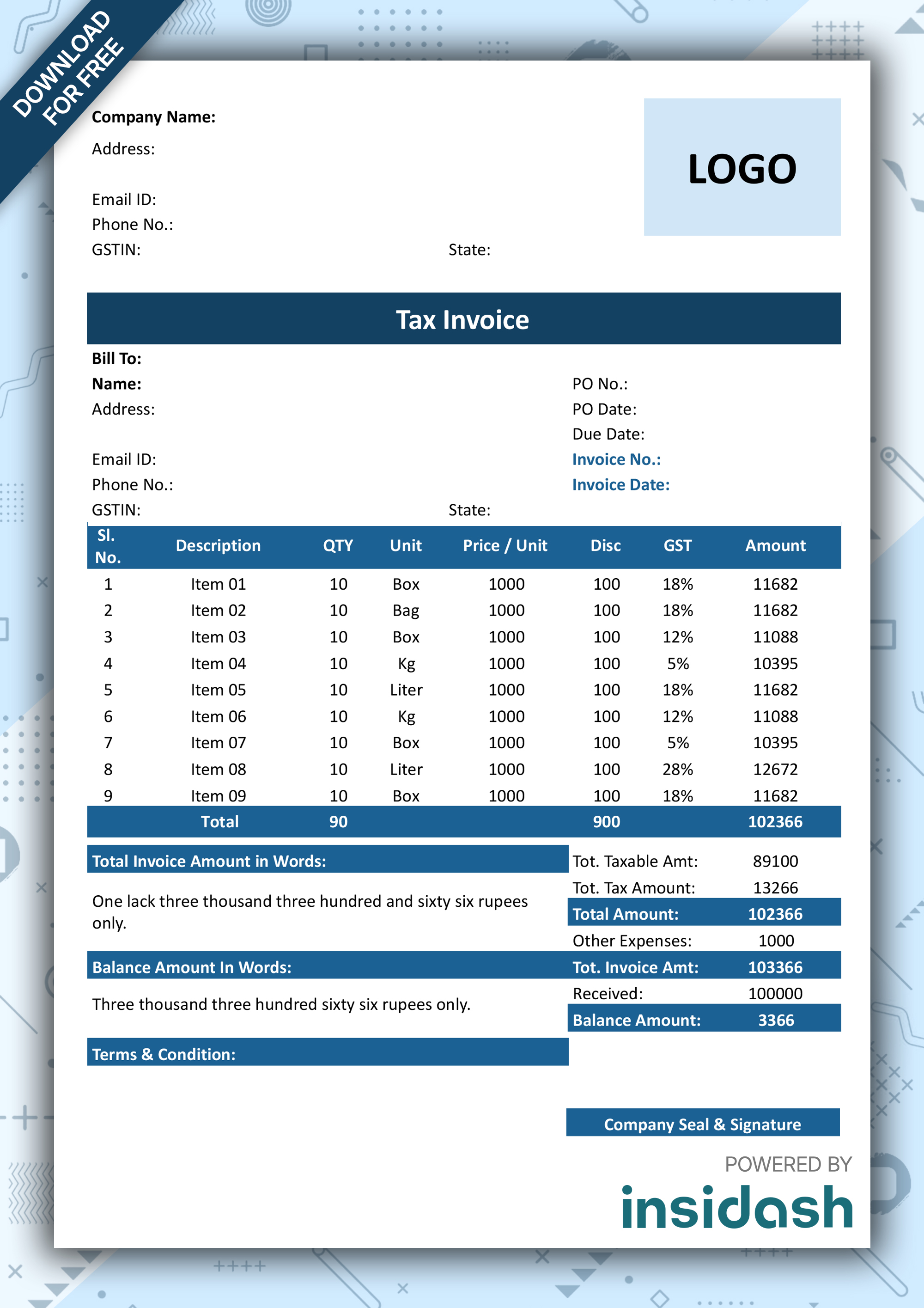 Purchase Invoice | insidash
